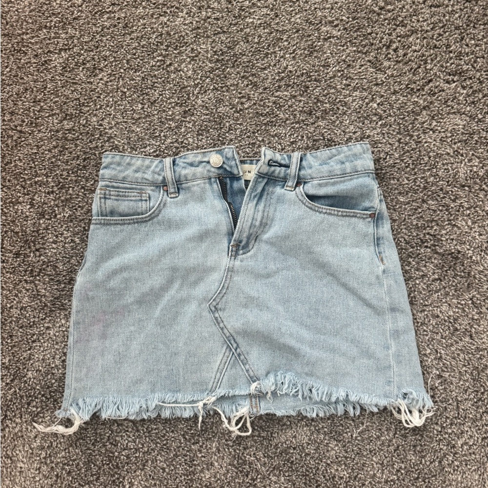 PacSun Light Blue Frayed Mini Skirt